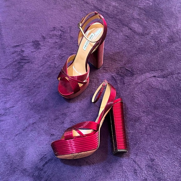 Aquazurra Sundance Metallic Leather Platform Sandals Size 40 - Picture 5 of 13